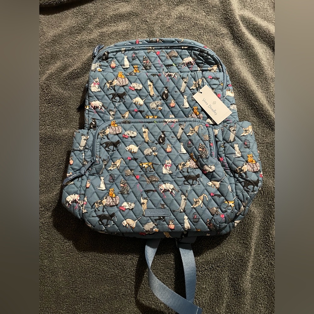 VERA BRADLEY Cat’s Meow Backpack Essential Large Laptop School School Bag NWT